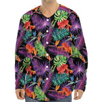 Tropical Hawaiian Jungle Print Long Sleeve Baseball Jersey