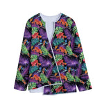 Tropical Hawaiian Jungle Print Long Sleeve Short Coat