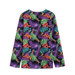 Tropical Hawaiian Jungle Print Long Sleeve Short Coat