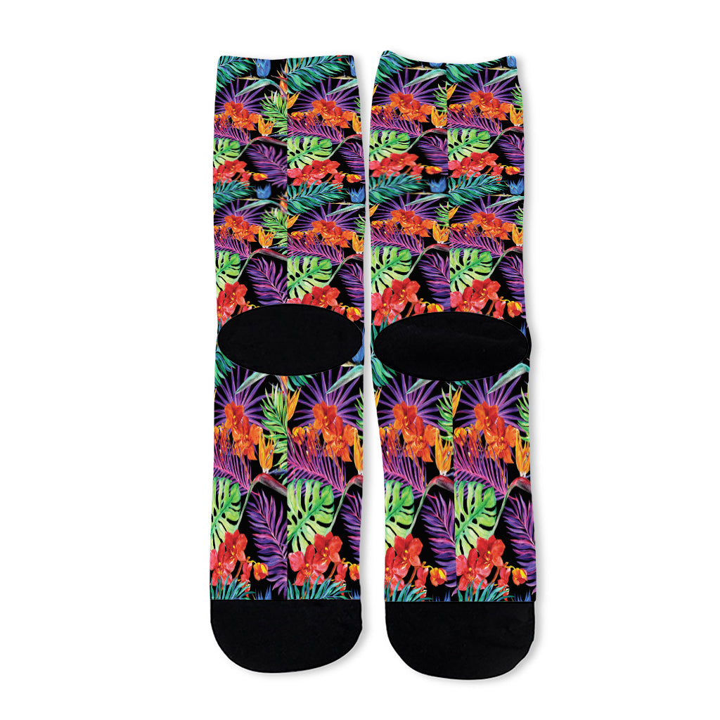 Tropical Hawaiian Jungle Print Long Socks