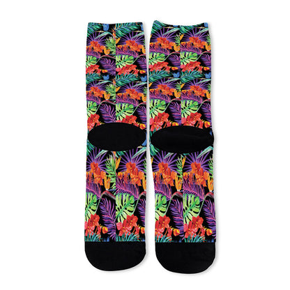 Tropical Hawaiian Jungle Print Long Socks