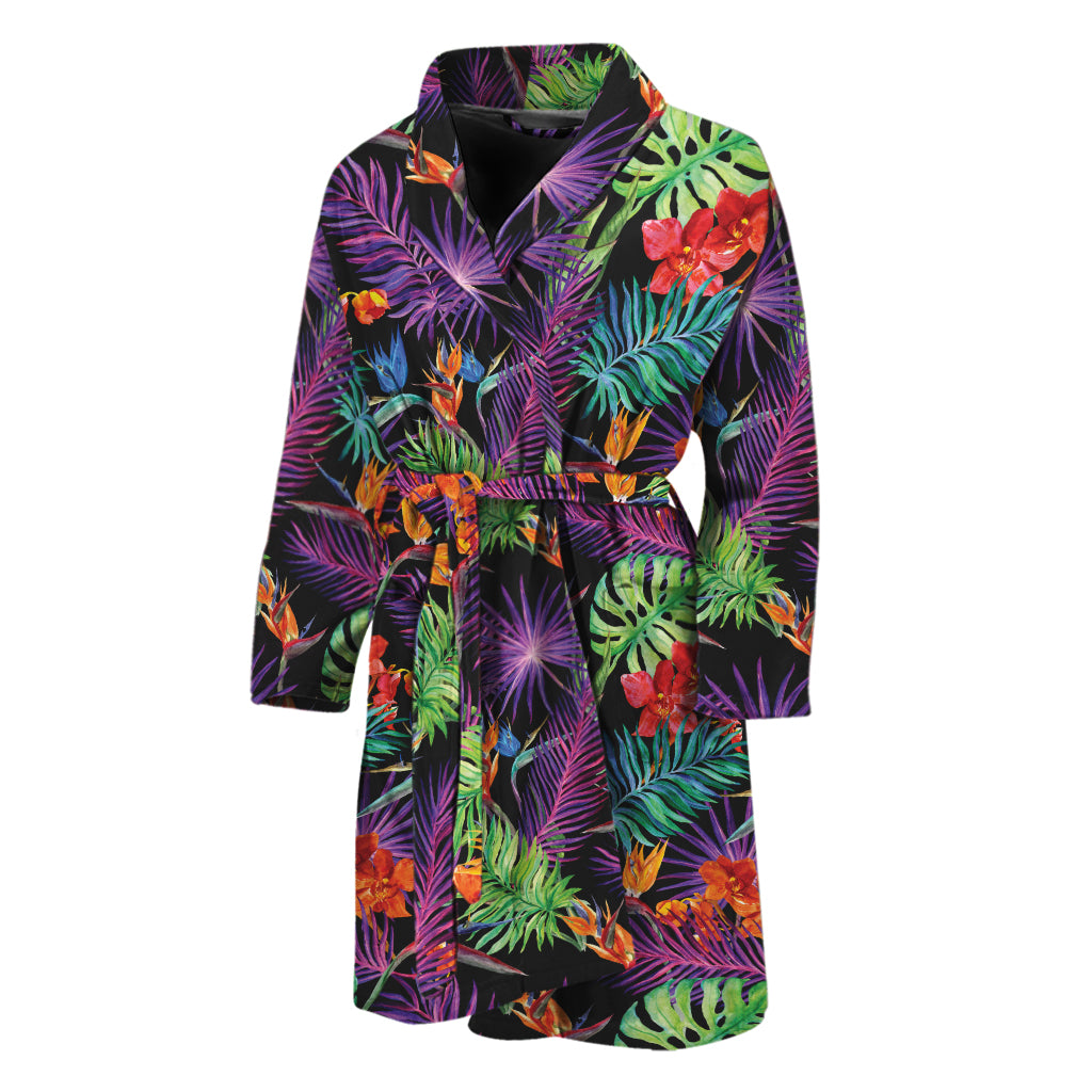 Tropical Hawaiian Jungle Print Men's Bathrobe