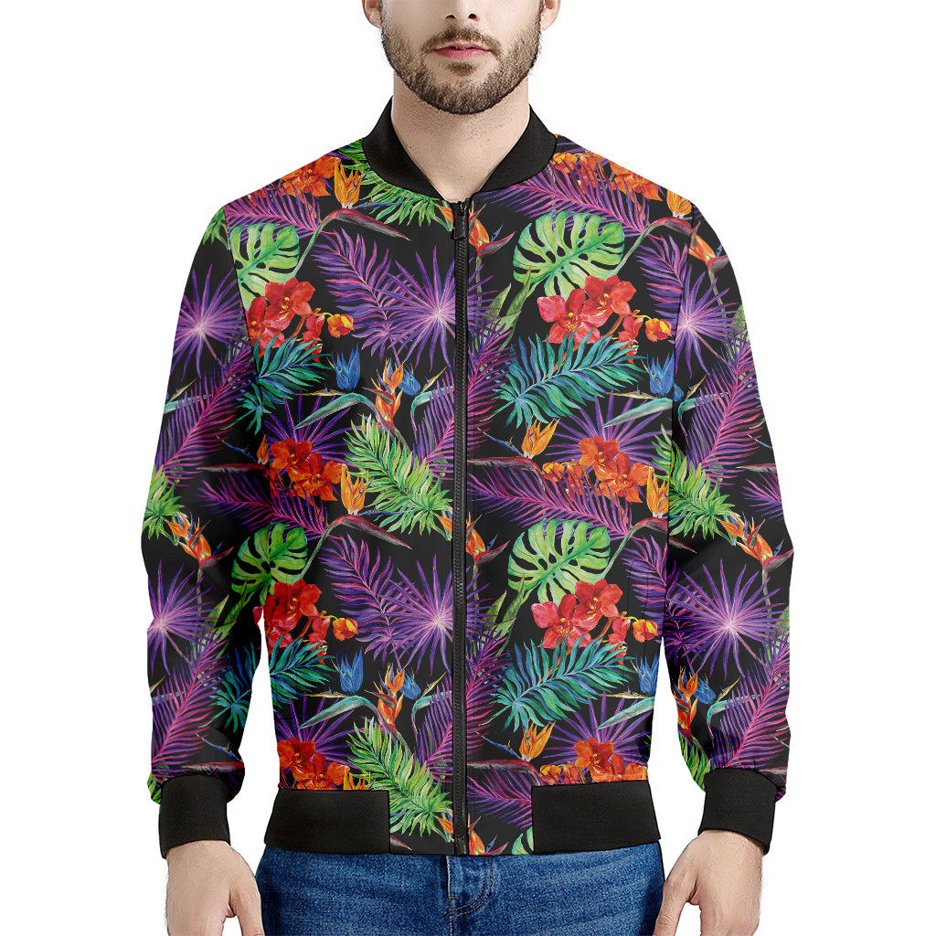 Tropical Hawaiian Jungle Print Men's Bomber Jacket