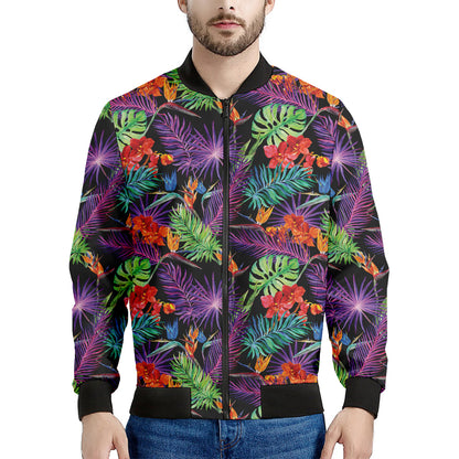 Tropical Hawaiian Jungle Print Men's Bomber Jacket