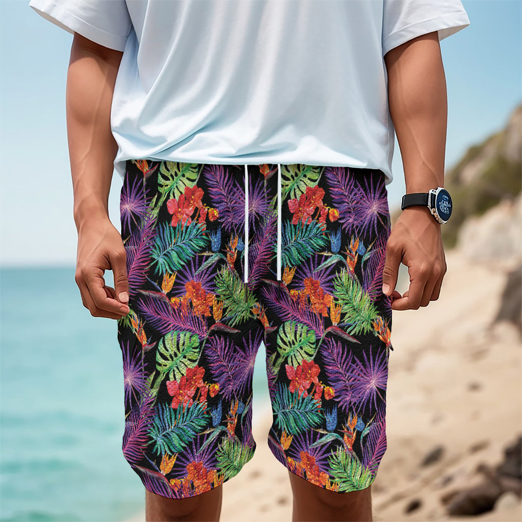 Tropical Hawaiian Jungle Print Men's Cargo Shorts