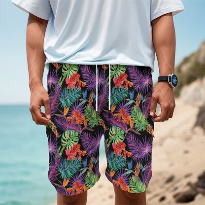 Tropical Hawaiian Jungle Print Men's Cargo Shorts