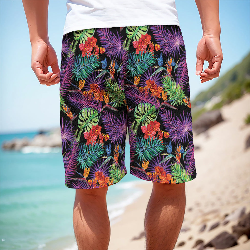 Tropical Hawaiian Jungle Print Men's Cargo Shorts