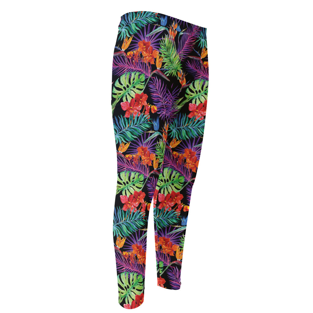 Tropical Hawaiian Jungle Print Men's Compression Pants