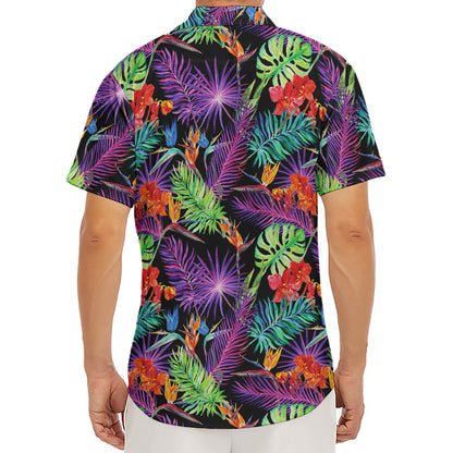 Tropical Hawaiian Jungle Print Men's Deep V-Neck Shirt