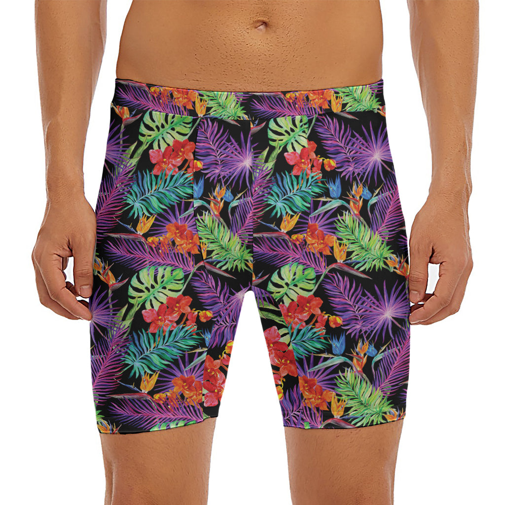 Tropical Hawaiian Jungle Print Men's Long Boxer Briefs