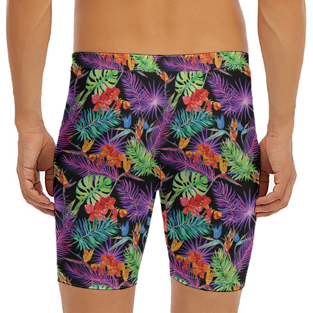 Tropical Hawaiian Jungle Print Men's Long Boxer Briefs