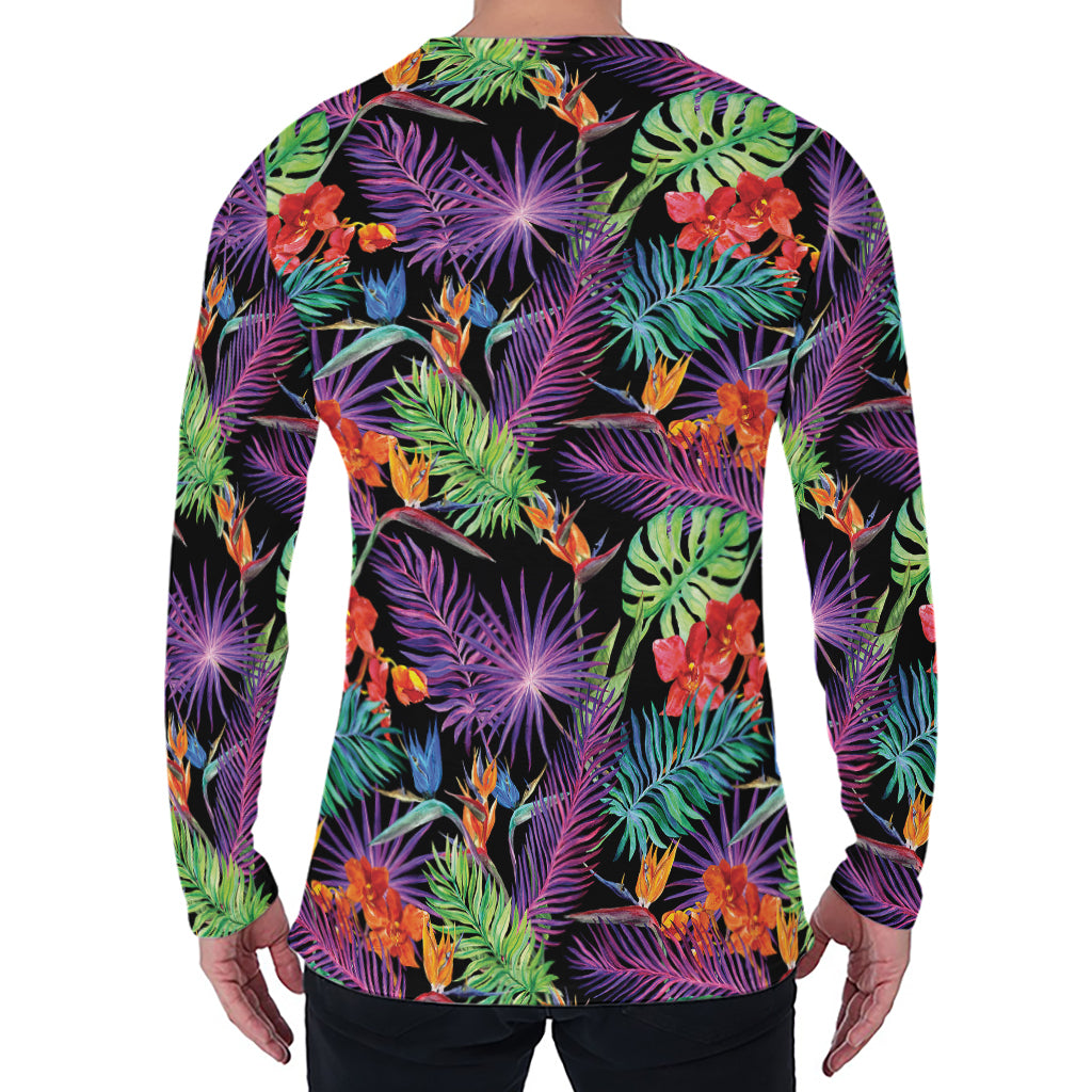 Tropical Hawaiian Jungle Print Men's Long Sleeve T-Shirt