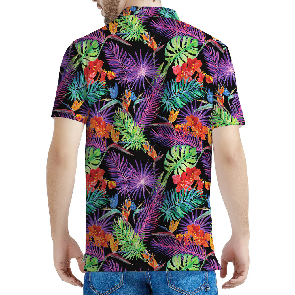 Tropical Hawaiian Jungle Print Men's Polo Shirt