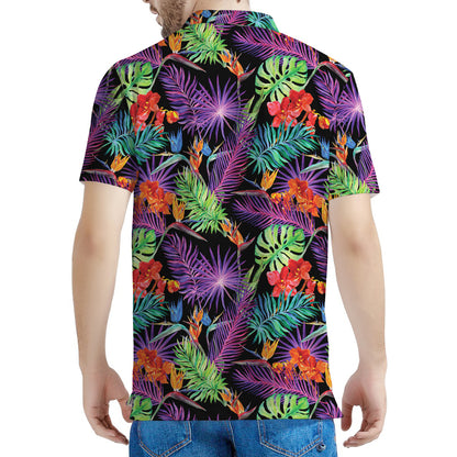 Tropical Hawaiian Jungle Print Men's Polo Shirt