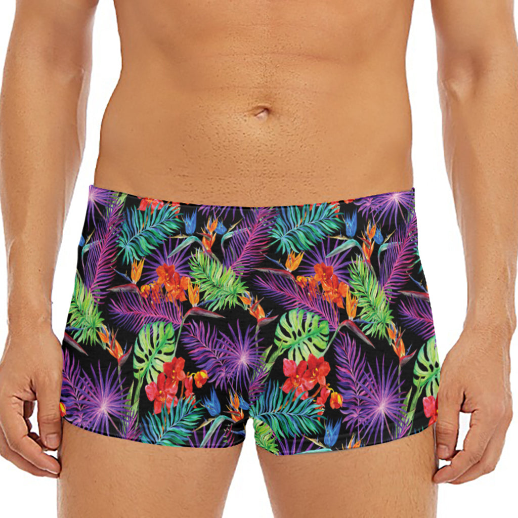 Tropical Hawaiian Jungle Print Men's Short Boxer Briefs