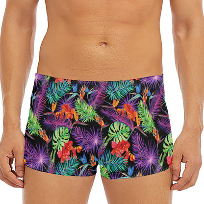 Tropical Hawaiian Jungle Print Men's Short Boxer Briefs
