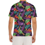 Tropical Hawaiian Jungle Print Men's Short Sleeve Rash Guard