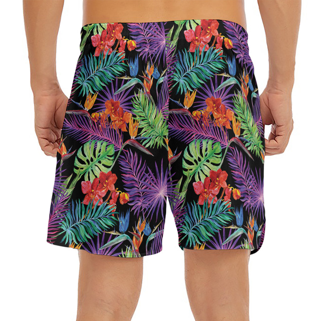 Tropical Hawaiian Jungle Print Men's Split Running Shorts