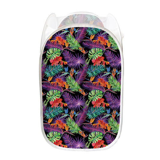 Tropical Hawaiian Jungle Print Mesh Laundry Hamper