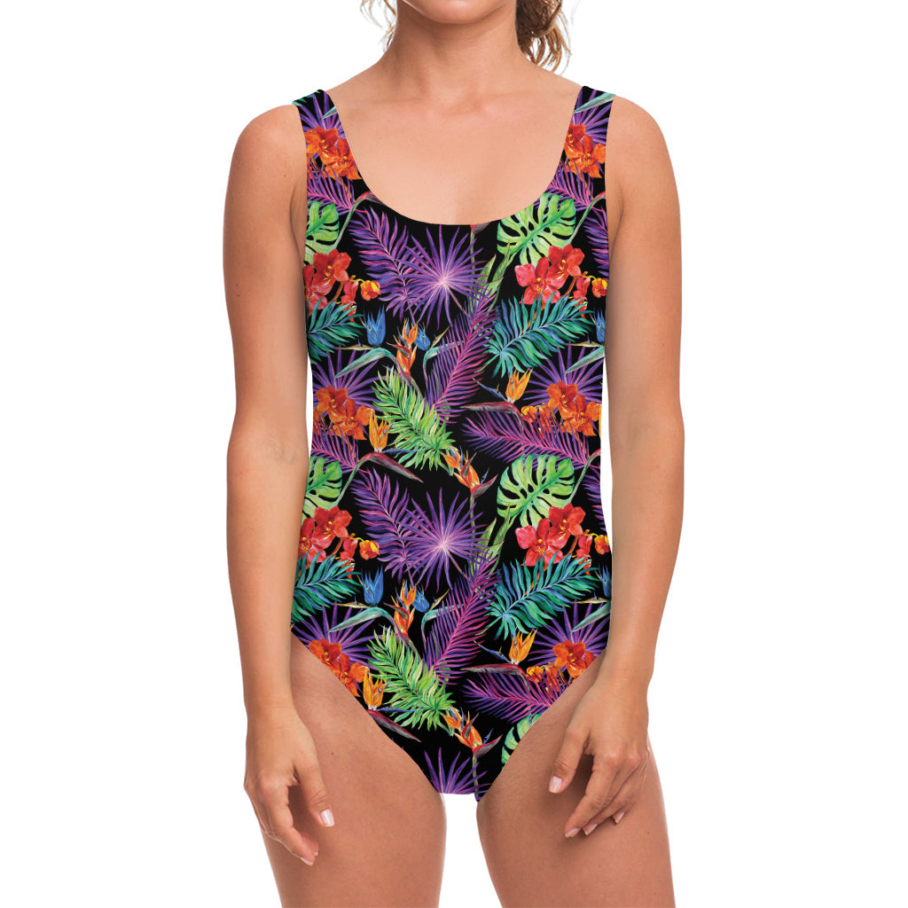 Tropical Hawaiian Jungle Print One Piece Swimsuit