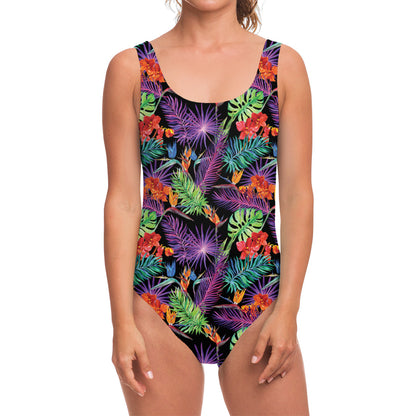 Tropical Hawaiian Jungle Print One Piece Swimsuit