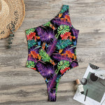 Tropical Hawaiian Jungle Print One Shoulder Bodysuit