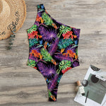 Tropical Hawaiian Jungle Print One Shoulder Bodysuit