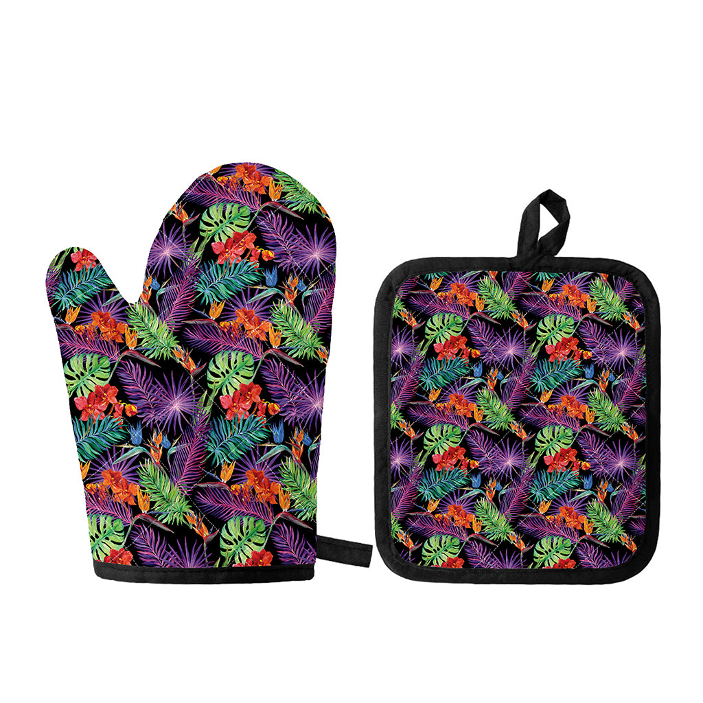 Tropical Hawaiian Jungle Print Oven Mitt And Pot Holder Set