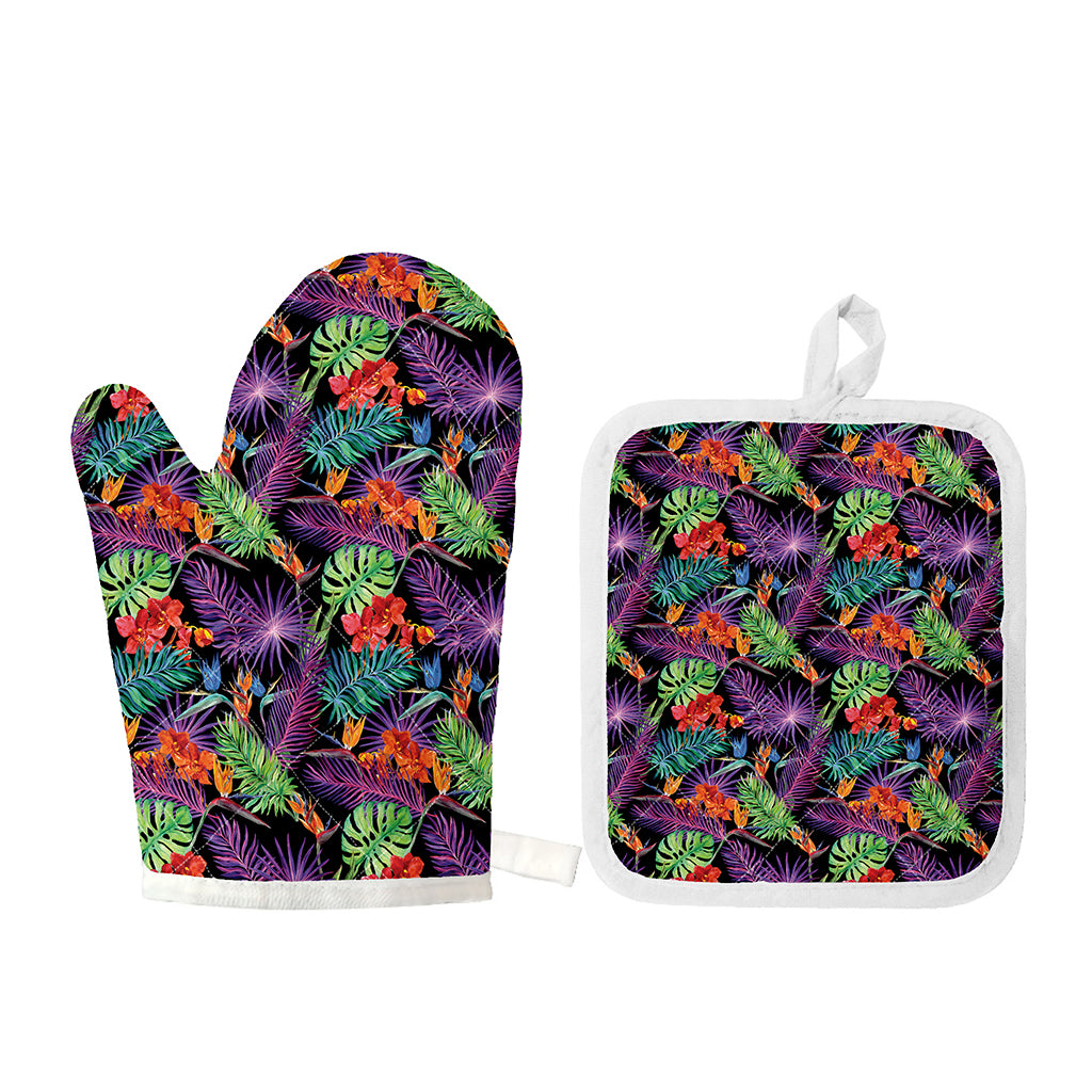Tropical Hawaiian Jungle Print Oven Mitt And Pot Holder Set