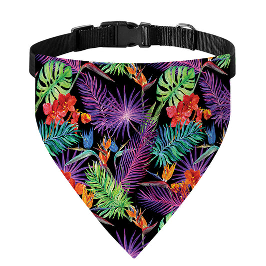 Tropical Hawaiian Jungle Print Over The Collar Dog Bandana