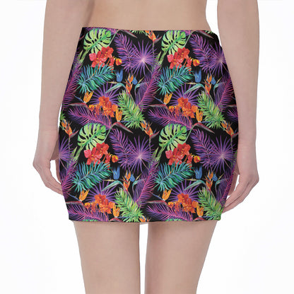 Tropical Hawaiian Jungle Print Pencil Mini Skirt