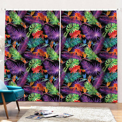 Tropical Hawaiian Jungle Print Pencil Pleat Curtains