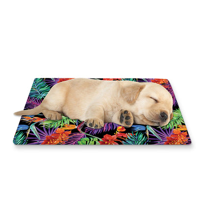 Tropical Hawaiian Jungle Print Pet Cooling Mat Cover