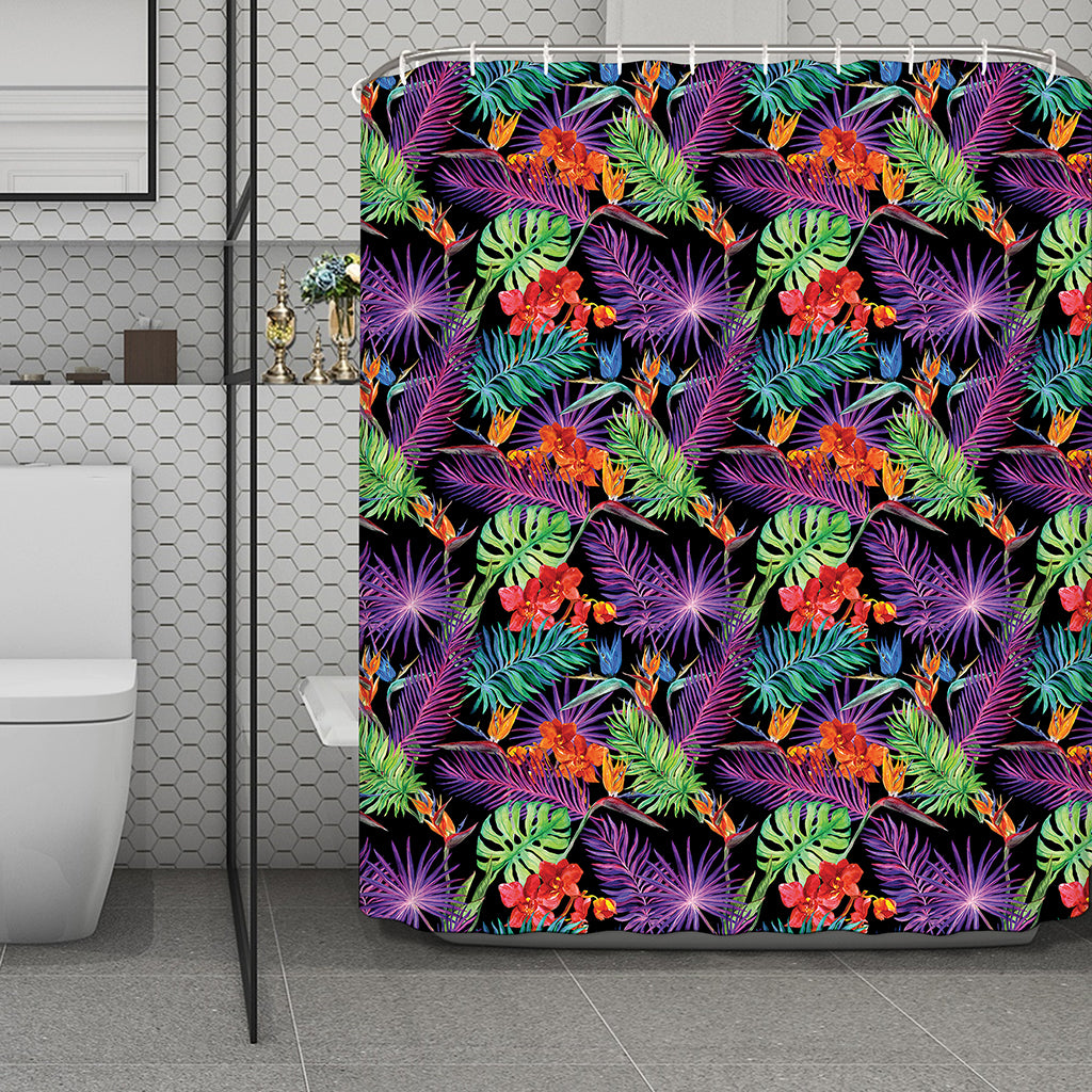 Tropical Hawaiian Jungle Print Polyester Shower Curtain