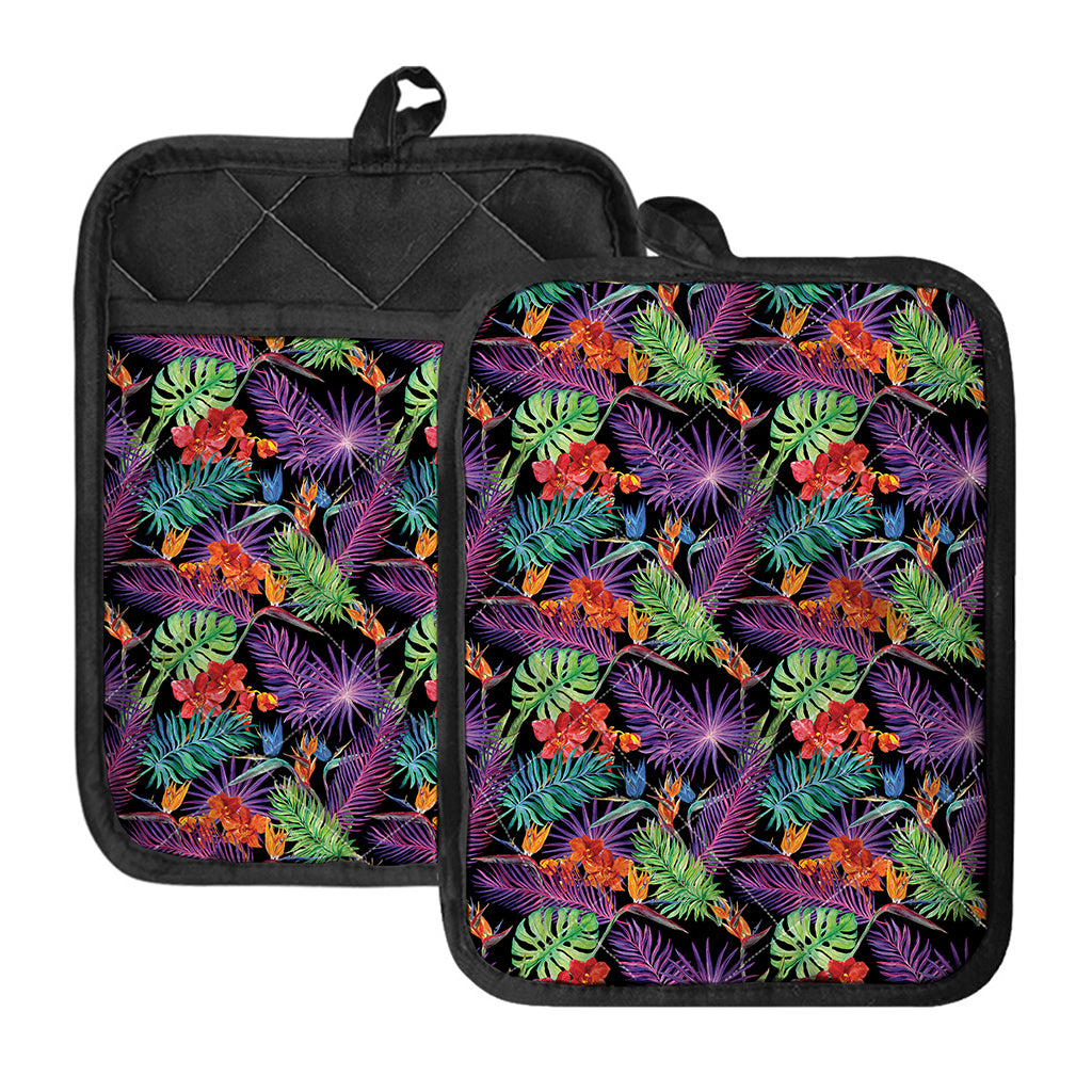 Tropical Hawaiian Jungle Print Pot Holders With Pocket