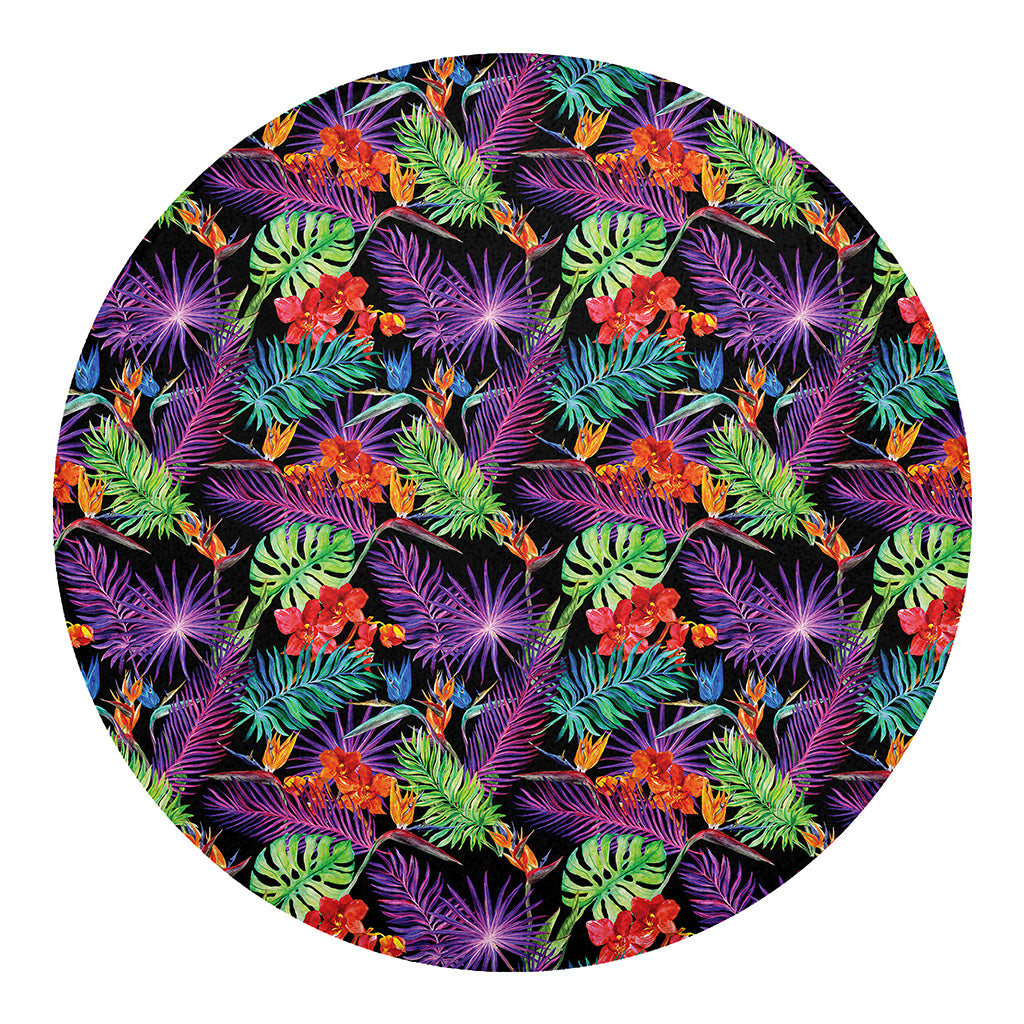 Tropical Hawaiian Jungle Print Round Blanket