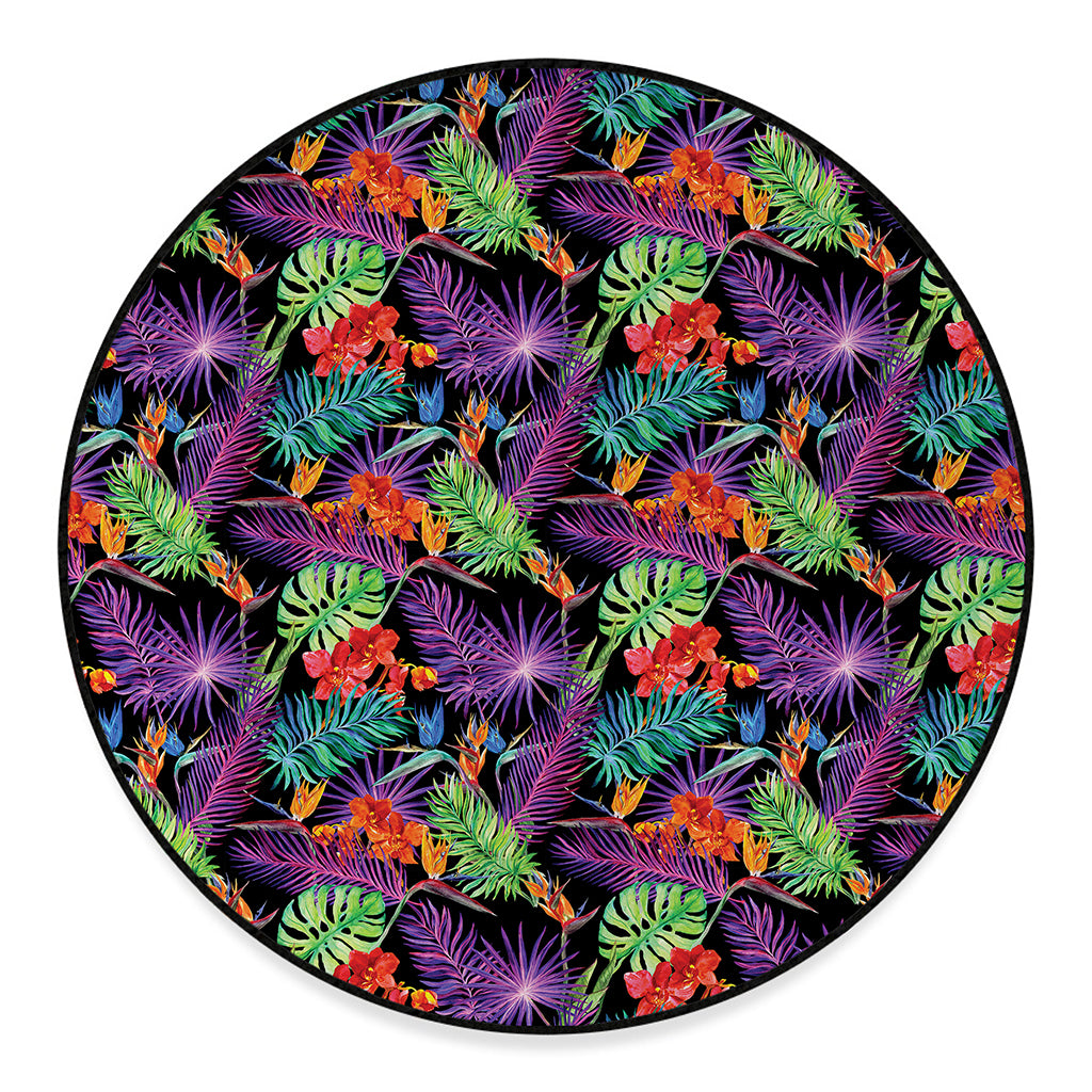 Tropical Hawaiian Jungle Print Round Floor Mat