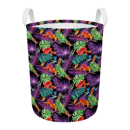 Tropical Hawaiian Jungle Print Round Laundry Basket