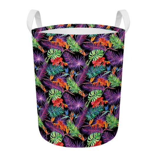 Tropical Hawaiian Jungle Print Round Laundry Basket