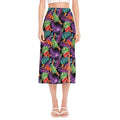 Tropical Hawaiian Jungle Print Side Slit Midi Skirt