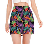 Tropical Hawaiian Jungle Print Side Slit Mini Skirt