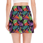 Tropical Hawaiian Jungle Print Side Slit Mini Skirt
