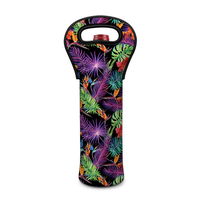 Tropical Hawaiian Jungle Print Single Neoprene Wine Tote