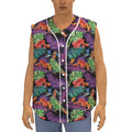 Tropical Hawaiian Jungle Print Sleeveless Baseball Jersey