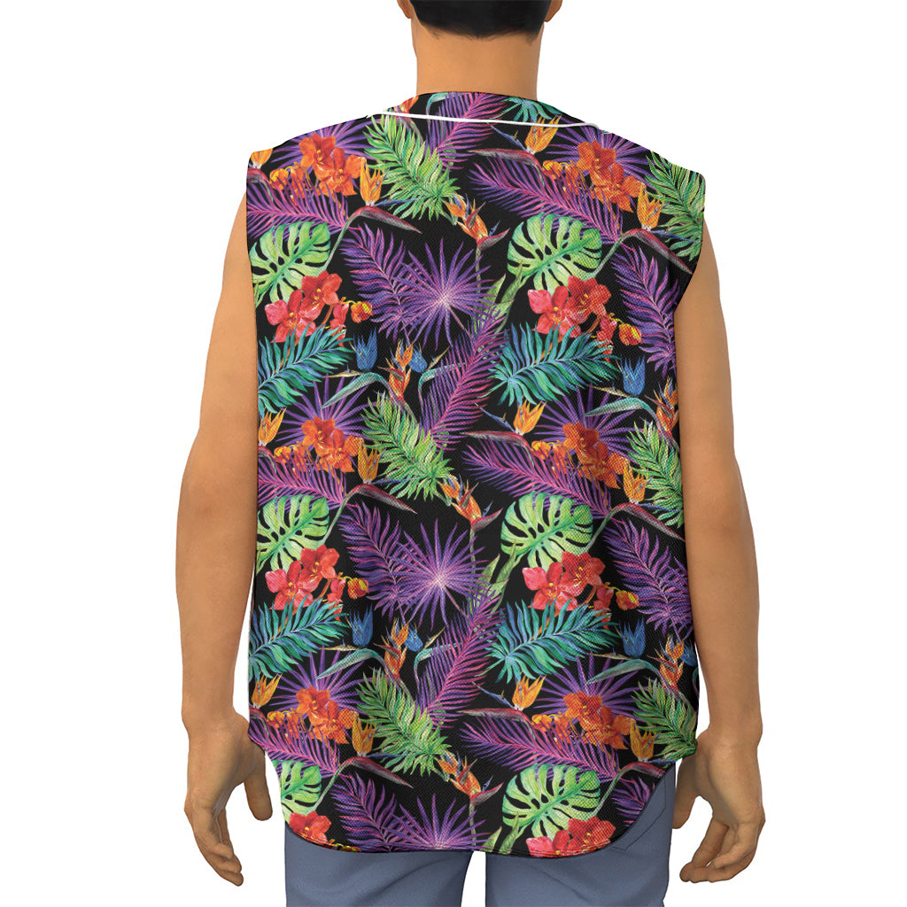 Tropical Hawaiian Jungle Print Sleeveless Baseball Jersey