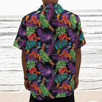 Tropical Hawaiian Jungle Print Textured Short Sleeve Shirt