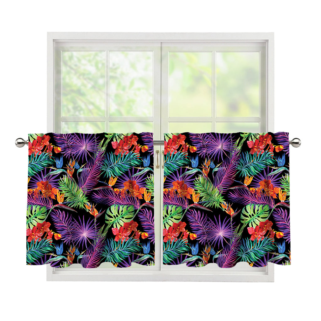 Tropical Hawaiian Jungle Print Tier Curtains
