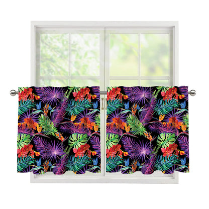 Tropical Hawaiian Jungle Print Tier Curtains