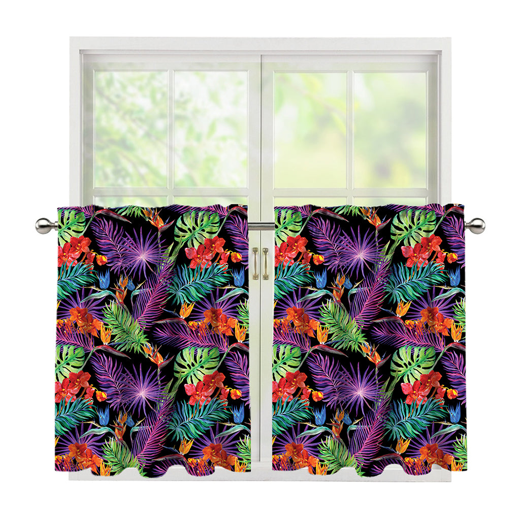 Tropical Hawaiian Jungle Print Tier Curtains