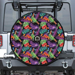 Tropical Hawaiian Jungle Print Tire Cover With Camera Hole